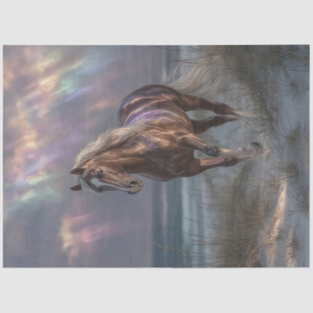 Decoupage Horse Iridescent Clouds Mystical Beauty  Tissue Paper (Front)