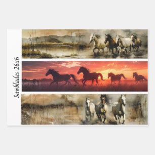 Decoupage Horses Handsaw & Sign Designs  Wrapping Paper Sheet