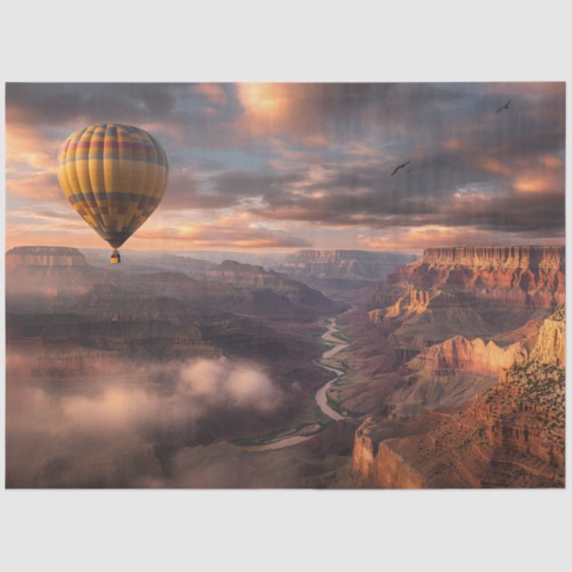 Decoupage Hot Air Balloon Grand Canyon Sunset Tissue Paper (Front)