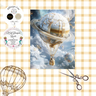 Decoupage Hot Air Balloon Looks Like Saturn Tissue Paper
