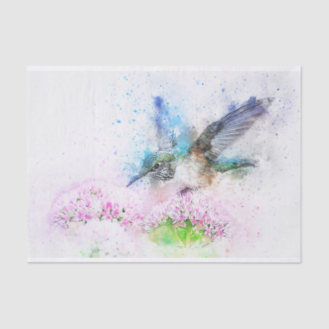 Decoupage Hummingbird Watercolor Tissue Paper (Front)