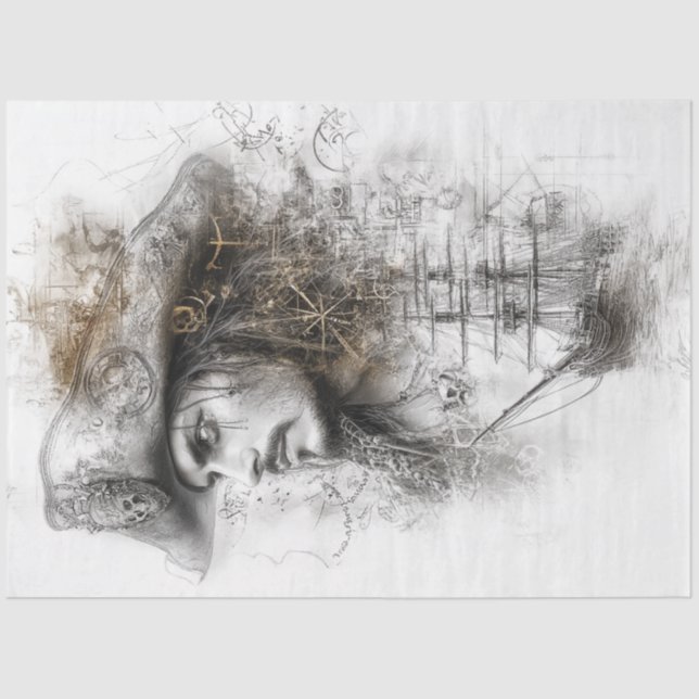 Decoupage Illustration Pirate Art  Tissue Paper (Front)