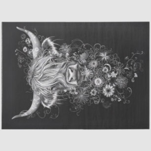 Decoupage Intricate Black White Highland Cow  Tissue Paper