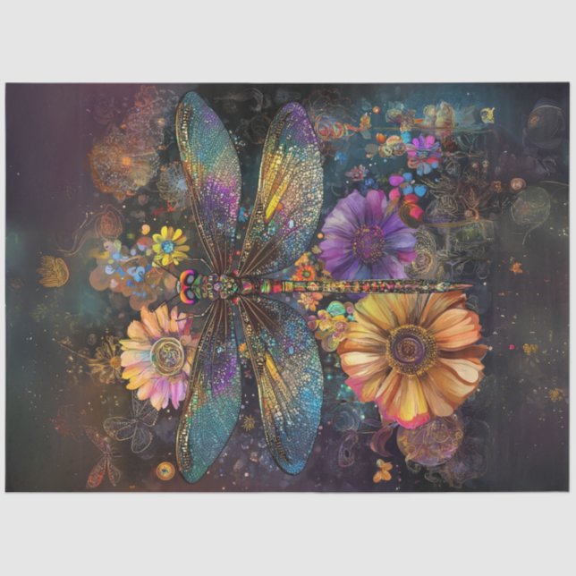 Decoupage Intricate Dragonfly Pattern Wings Tissue Paper (Front)