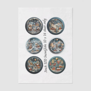 Decoupage IOD Snow Globe Molds Winter Village 3" Tissue Paper