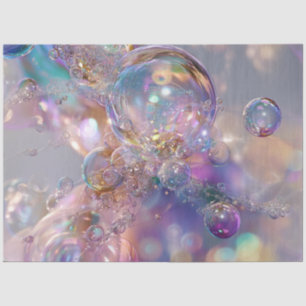 Decoupage Iridescent Bubbles Floating in Air  Tissue Paper