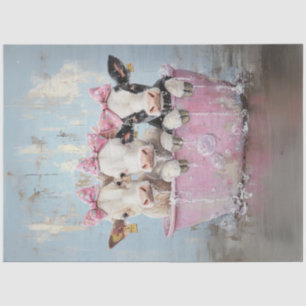Decoupage Jersey Cows in Bubble Bath Pink Tub  Tissue Paper