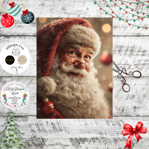 Decoupage Jolly Santa Close-up Festive Christmas Tissue Paper