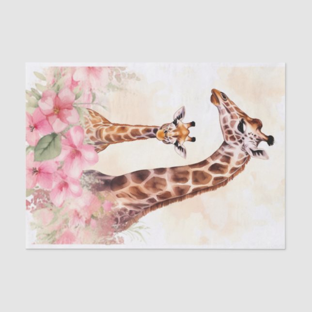 Decoupage jungle giraffe lovers tissue paper (Front)