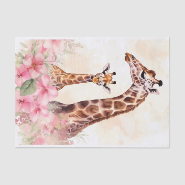 Decoupage jungle giraffe lovers Tissue Paper (Front)