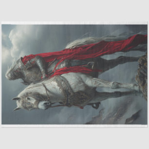 Decoupage Knight on White Horse Gothic Rider Tissue Paper