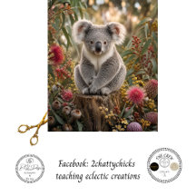 Decoupage Koala Wildflowers on Stump Botanical Art