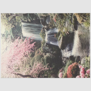 Decoupage Kyoto's Gardens Cascading Waterfall  Tissue Paper