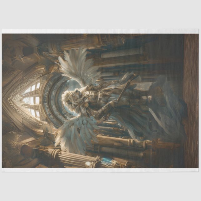 Decoupage Lion Guardian Sacred Hall Angel Wings Tissue Paper (Front)