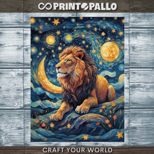 Decoupage - Lion in a Van Gogh world -  Tissue Paper