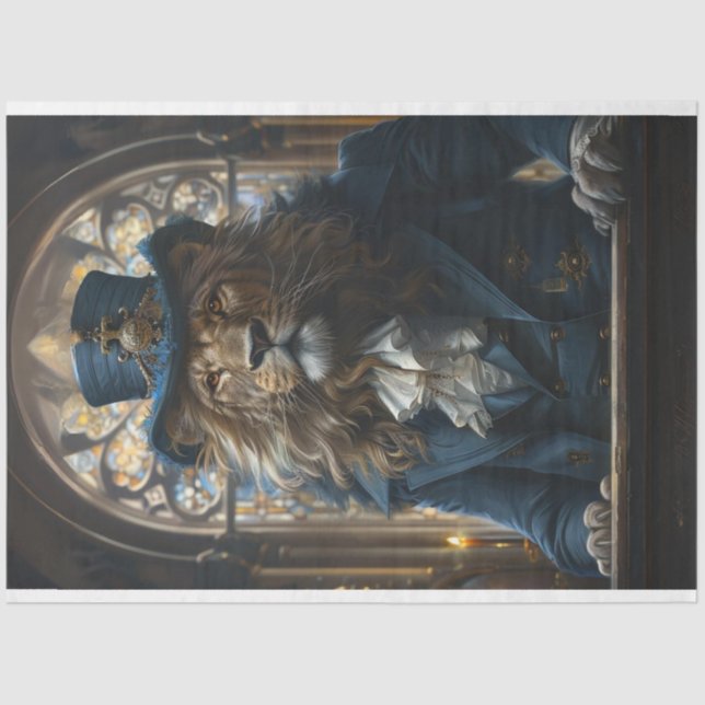 Decoupage Lion Preaching-Pastor Mike Tissue Paper (Front)