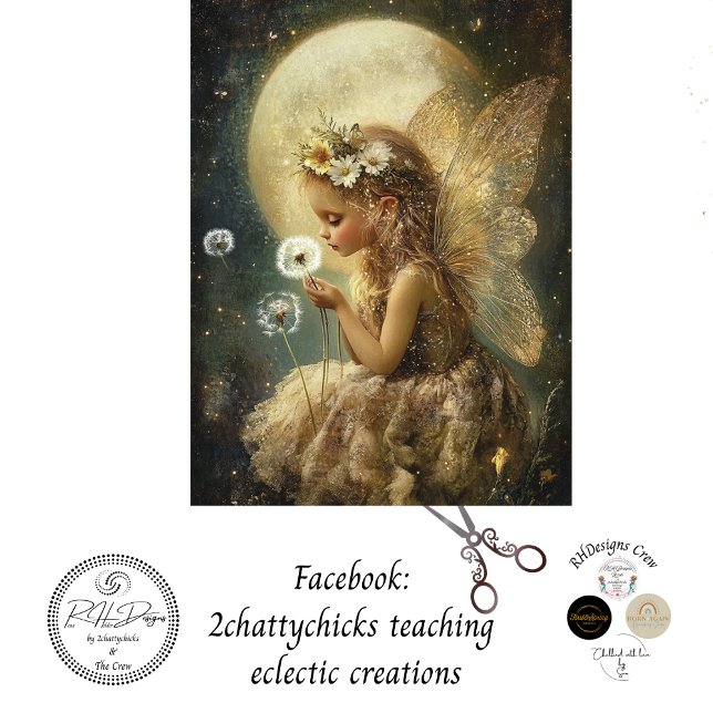 Decoupage Little Girl Fairy Moon Night Setting  Tissue Paper (Creator Uploaded)