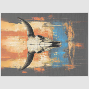 Decoupage LongHorn Steer Poster Orange, Blue Tissue Paper