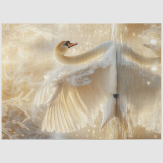 Decoupage Magical Scene Swan in Lake Tissue Paper