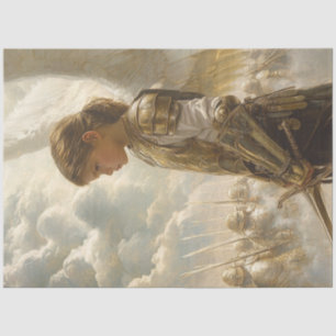 Decoupage Majestic Angelic Angel Ready for Battle Tissue Paper
