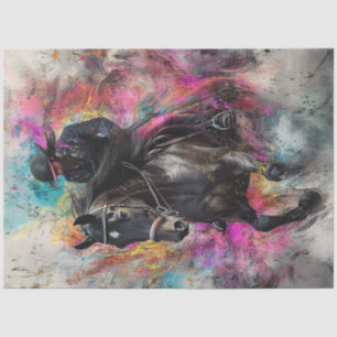 Decoupage Majestic Black Horse & Rider Vibrant  Tissue Paper