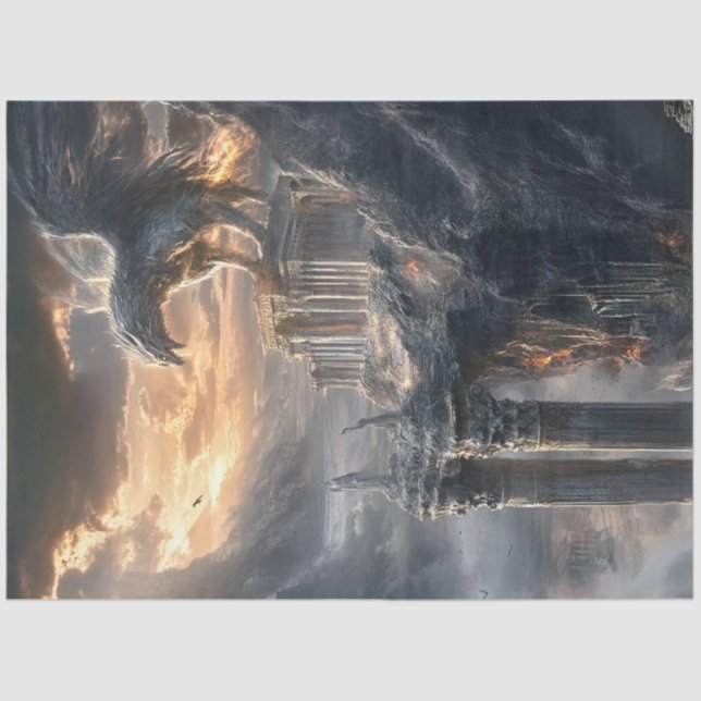 Decoupage Majestic Creature in Roman Architecture Tissue Paper (Front)