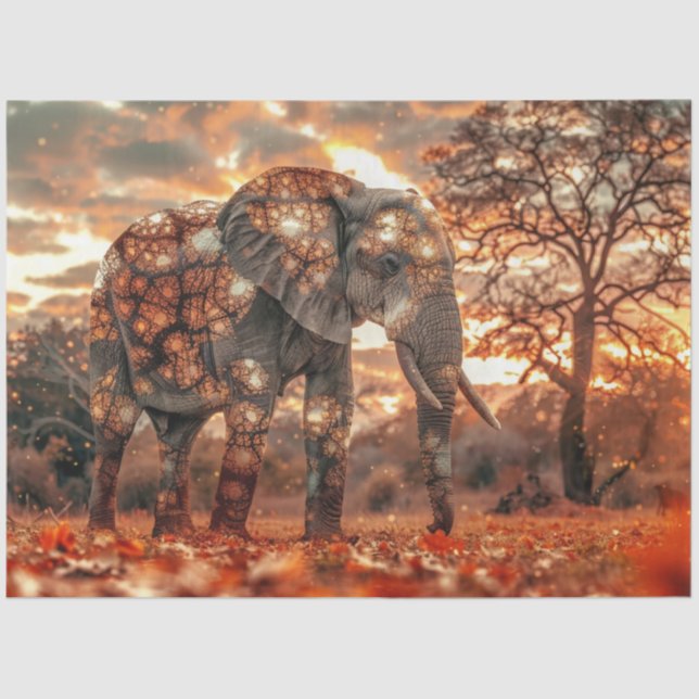 Decoupage Majestic Elephant Beautiful Lighting  Tissue Paper (Front)