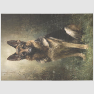 Decoupage Majestic German Shepard Posing Portrait Tissue Paper
