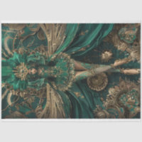 Decoupage Majestic Lady Dress in Green Masquerade