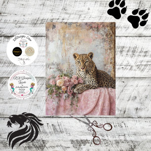 Decoupage Majestic Leopard Bouquet Flowers Couch   Tissue Paper