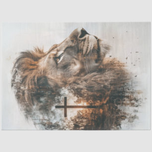 Decoupage Majestic Lion & Cross  Tissue Paper