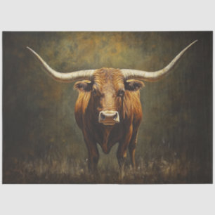 Decoupage Majestic Longhorn Bull Reddish Brown Tissue Paper