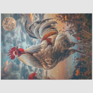 Decoupage Majestic Rooster Vibrant Night Sky Moon  Tissue Paper