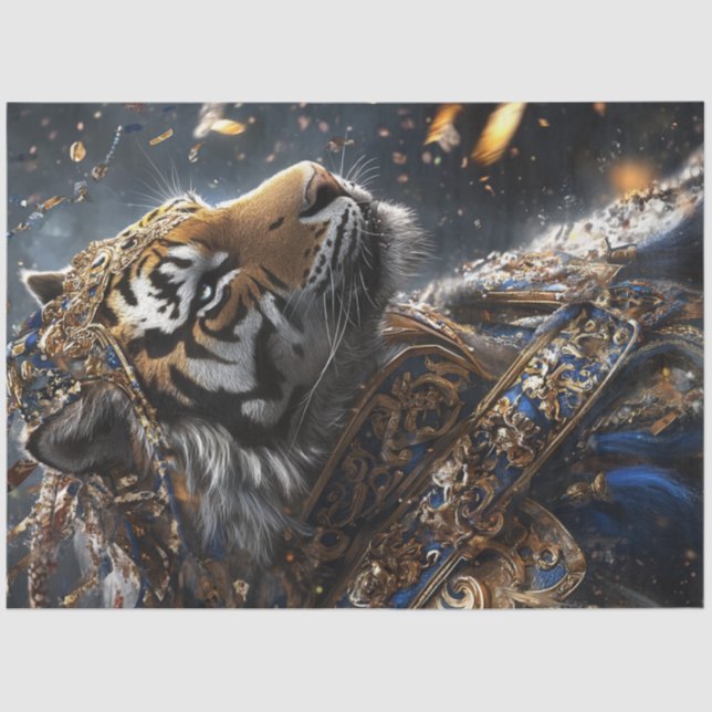 Decoupage Majestic Royal Lion in Armour  Tissue Paper (Front)