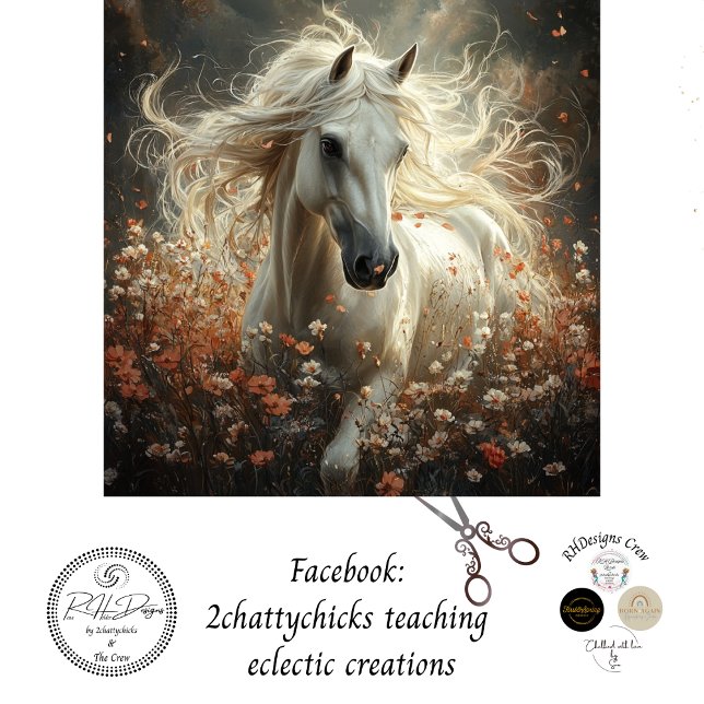 Decoupage Majestic White Horse Field of Flowers  Tissue Paper (Creator Uploaded)