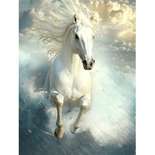 Decoupage Majestic White Horse Galloping Ocean Tissue Paper