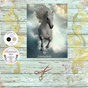 Decoupage Majestic White Horse Teal Waters Tissue Paper