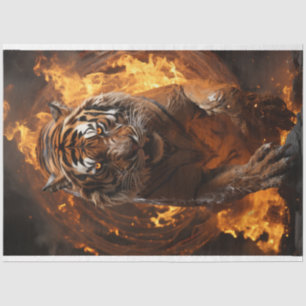 Decoupage Majestic Wildlife Tiger Fire Art Tissue Paper