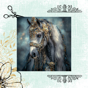 Decoupage Majestical  White Mare Lady Elegance Tissue Paper