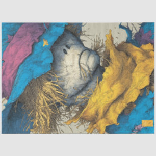 Decoupage Melancholy Scarecrow Portrait Rustic Tissue Paper