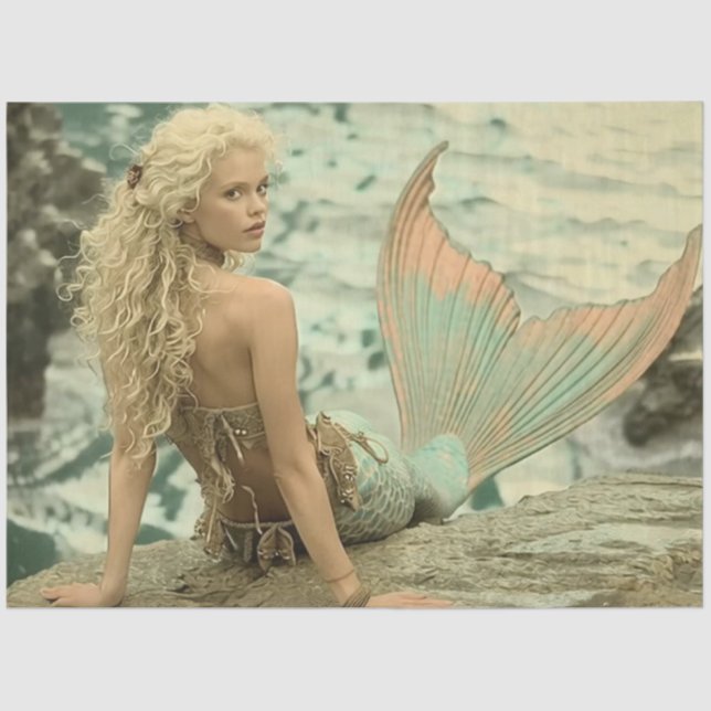 Decoupage Mermaid Above the Whispering Waves Tissue Paper (Front)