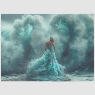 Decoupage Mesmerising Beach Woman Turquoise Green  Tissue Paper