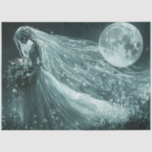 Decoupage Monochrome Skeleton Wedding Full Moon Tissue Paper