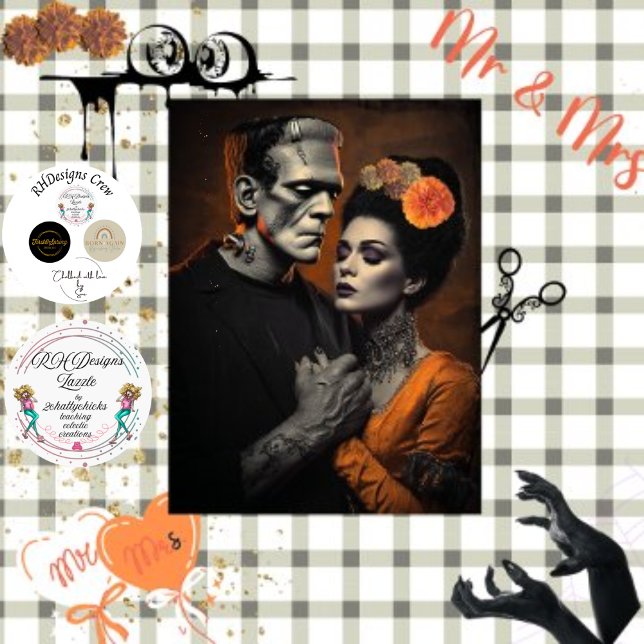 Decoupage Monster & Bride Gothic Love Story  Tissue Paper (Creator Uploaded)