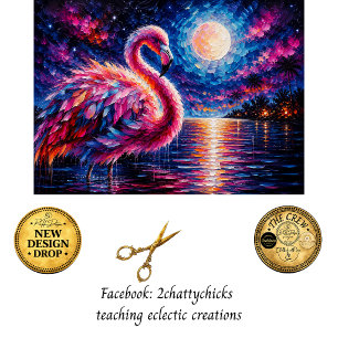 Decoupage Moonlit Flamingo Tropical Oil Painting  Tissue Paper
