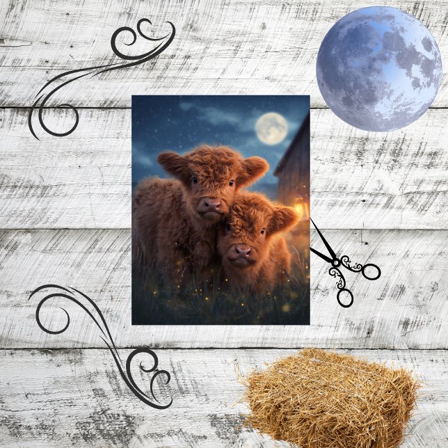 Decoupage Moonlit Night Highland Mum & Baby  Tissue Paper (Creator Uploaded)