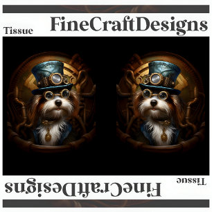Decoupage Mousseline Steampunk Dog Faux Ink LR 033 Tissue Paper