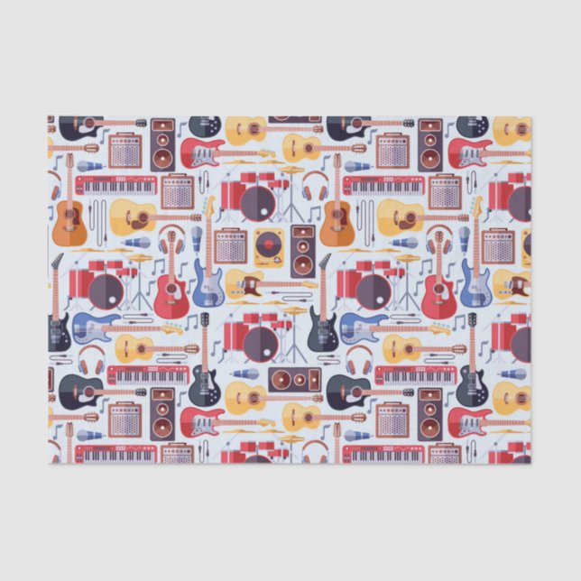 Decoupage Music Birthday Party Musical Instruments Tissue Paper (Front)