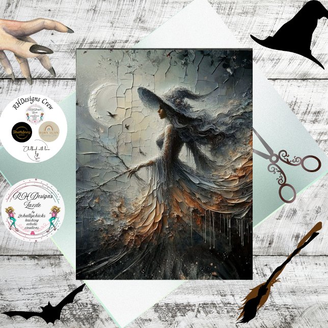 Decoupage Mystical Fantasy Woman Crescent Moon  Tissue Paper (Creator Uploaded)