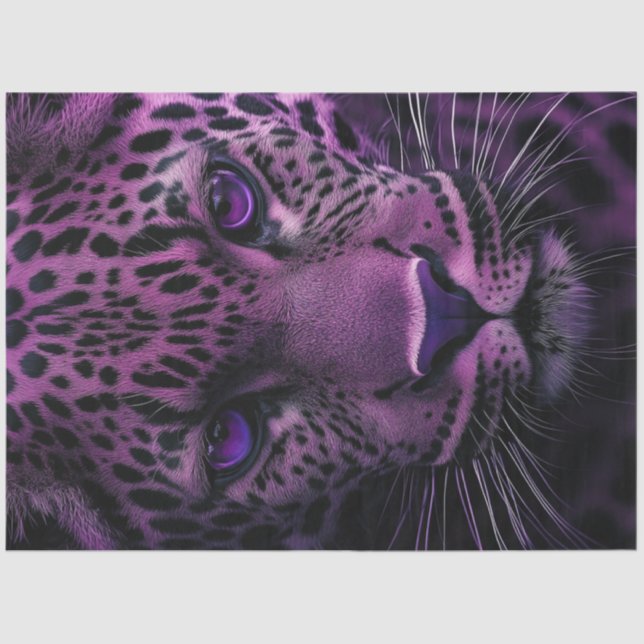 Decoupage Mystical Leopard Purple & Black Spots Tissue Paper (Front)